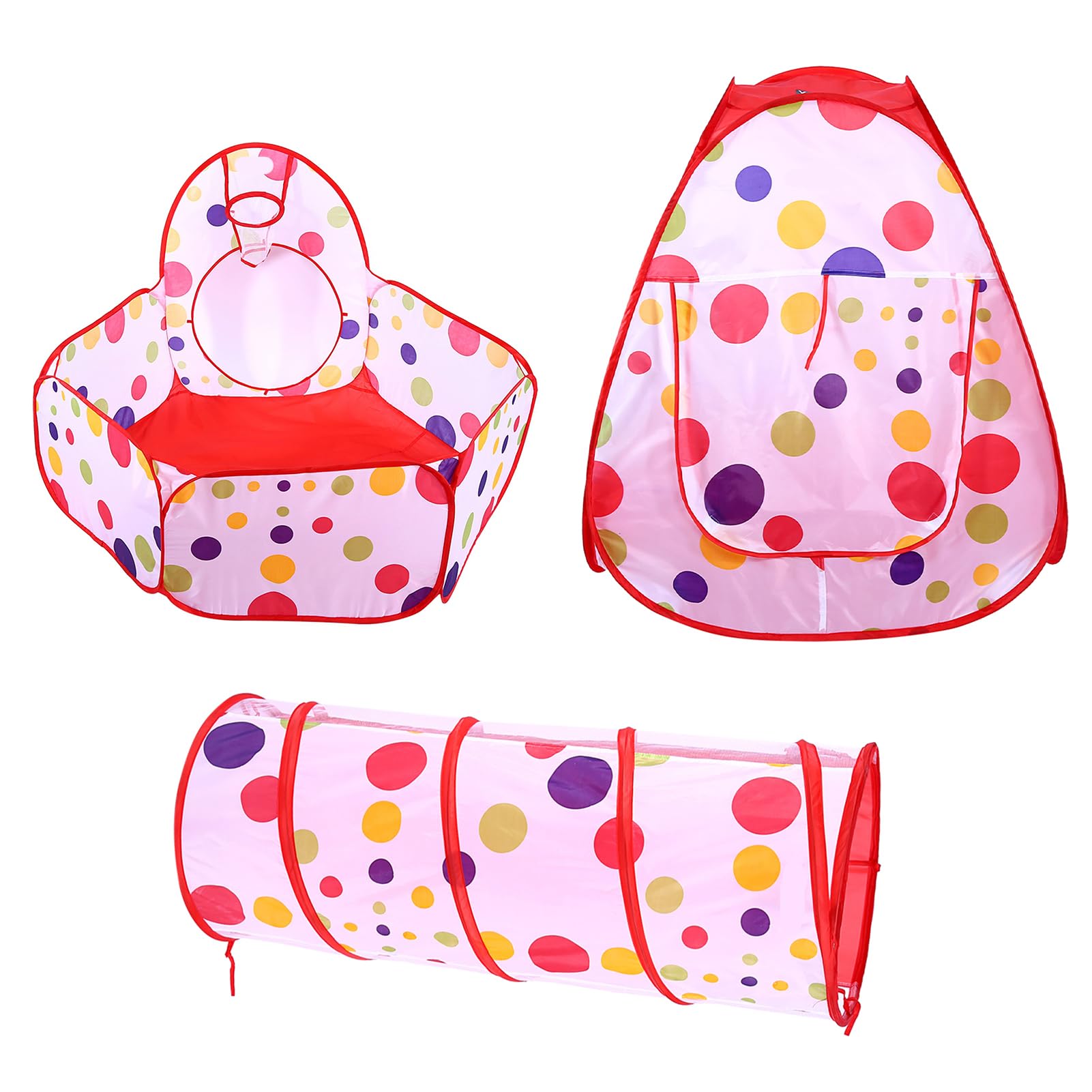 VGEBY Tenda per Bambini con Tunnel e Piscina di Palline, Set 3-in-1 Pop