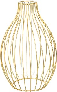 PATIKIL Metal Rack Stand Clear Vase, Test Tube Glass Flower Vase Art Plant Container Lantern Style for Home Office Wedding Decor, Gold
