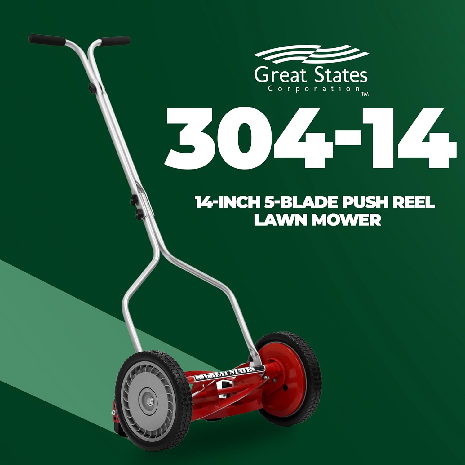 great states 304-14 14-inch 5-blade push reel lawn mower, red 14-inch, 5-blade