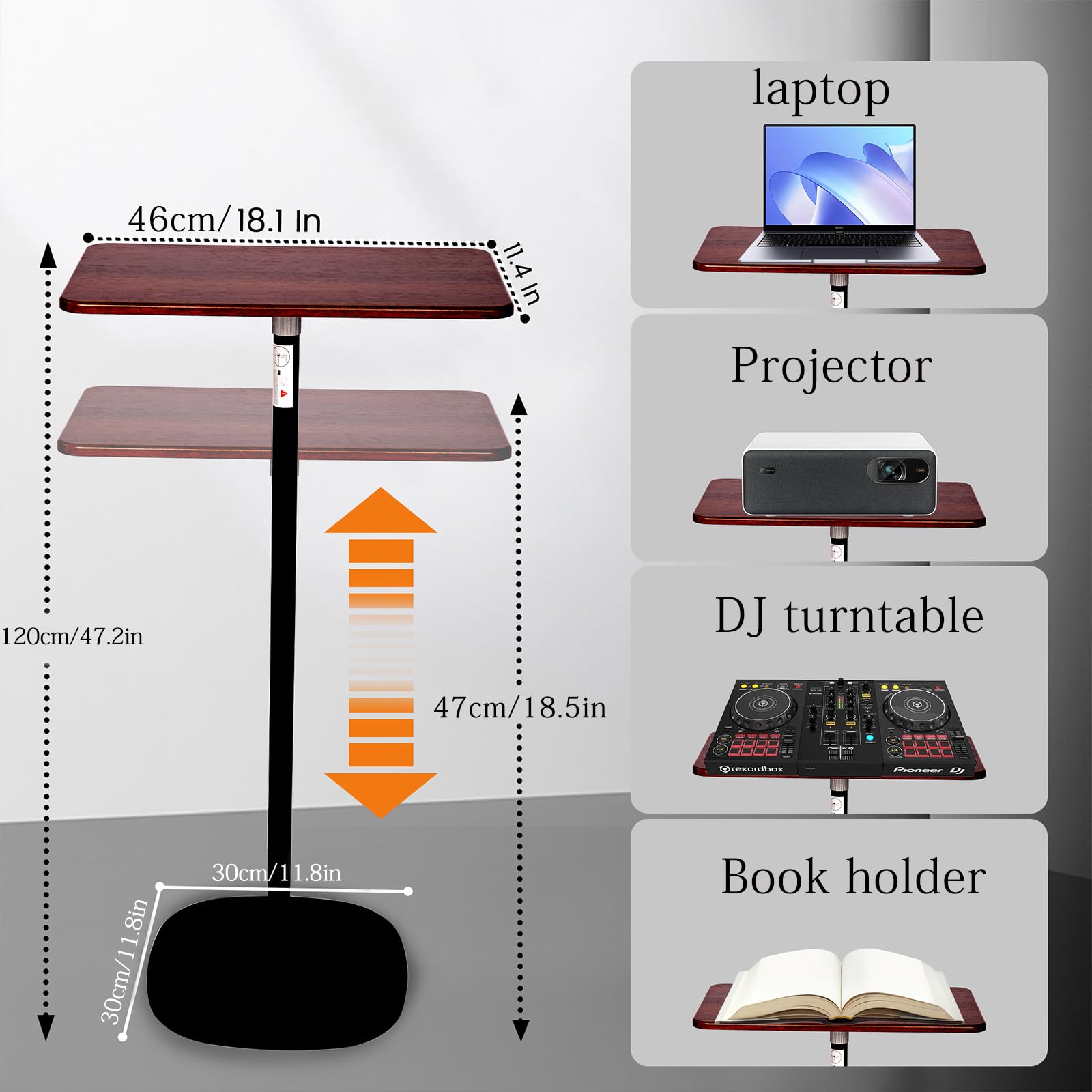 lesolar Lectern Podium Stand Adjustable 45~119cm Portable Standing Desk Table Steady Standing Desk Projector Stand,Laptop Computer Book Holder Teacher Podium for Home Office Classroom - Image 3