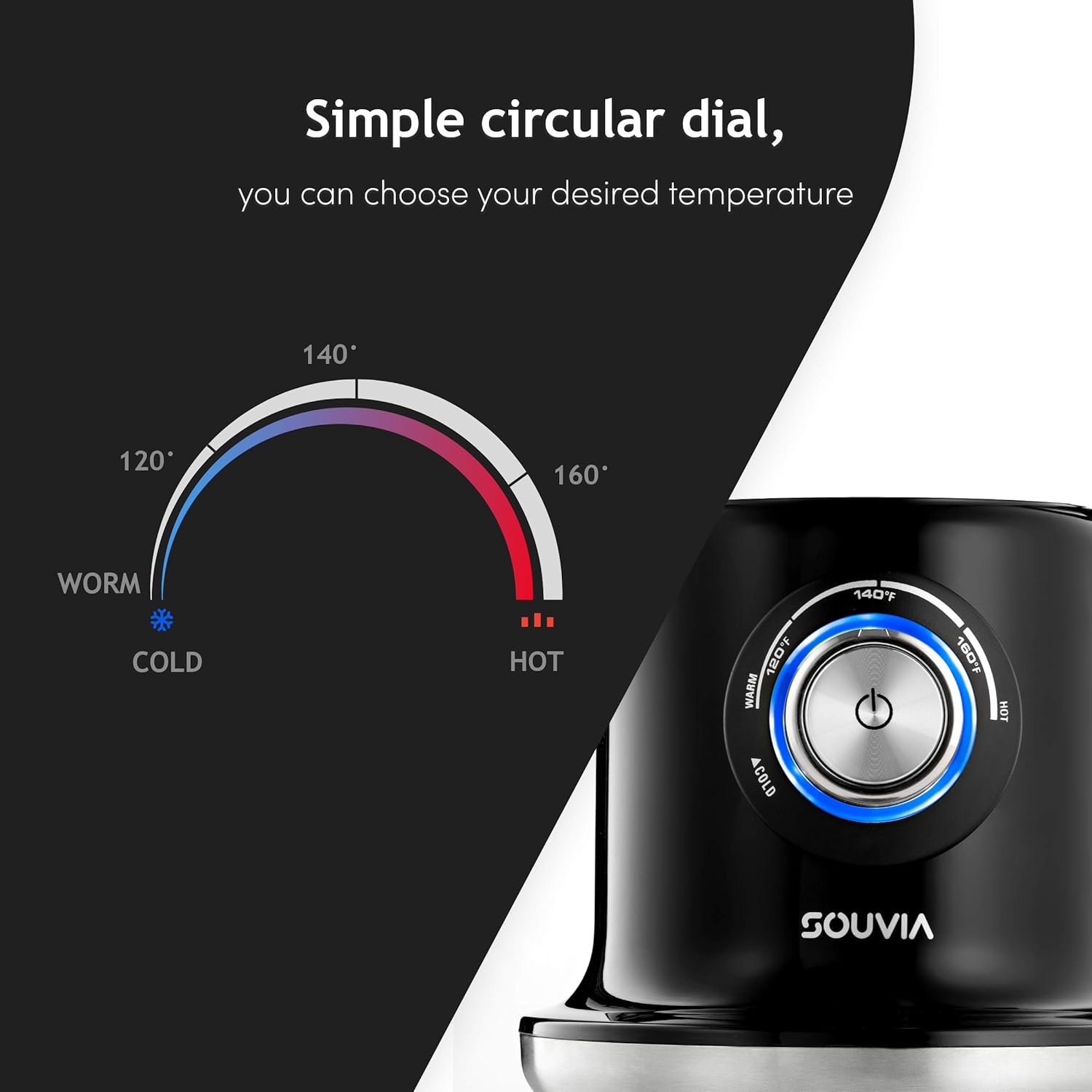 Souvia Automatic Milk Frother and Steamer, Temperature Control | Electric Foam Maker and Warmer for Latte Coffee Cappuccino, Hot Chocolate (700 ml) Stainless Steel Milk Jug BPA free, Dishwasher Safe: Home & Kitchen