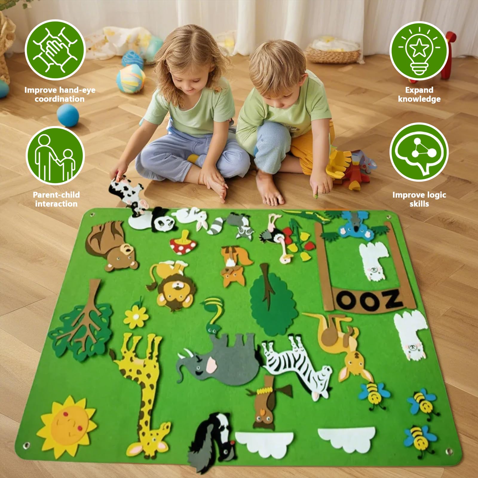 Zoo Animals Felt Story Board Set, 39 Pcs Fel t Animals Toys, Preschool Toy Gifts, Educational Toys - Image 3