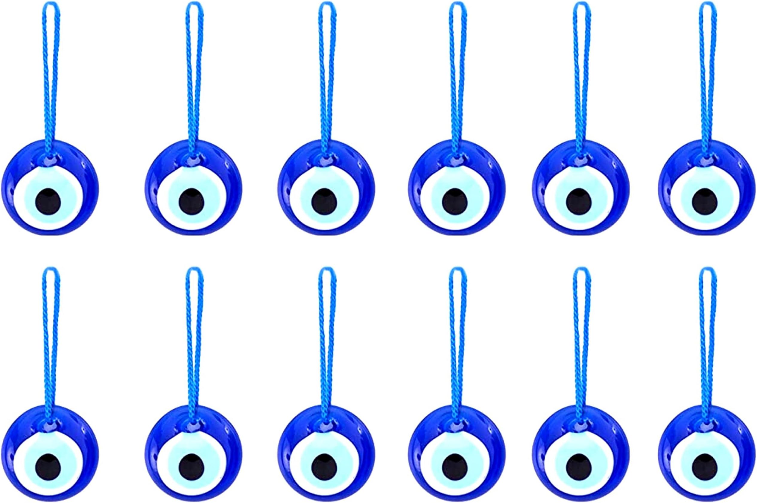 Turkish Glass Blue Evil Eye Beads - 12 pcs 1.6" (4.2cm) Bulk Pack - Evil Eye Ornament Protection Charm - Turkish Nazar Boncuk Talisman - Home Decor Amulet - Wedding Favor in a Box