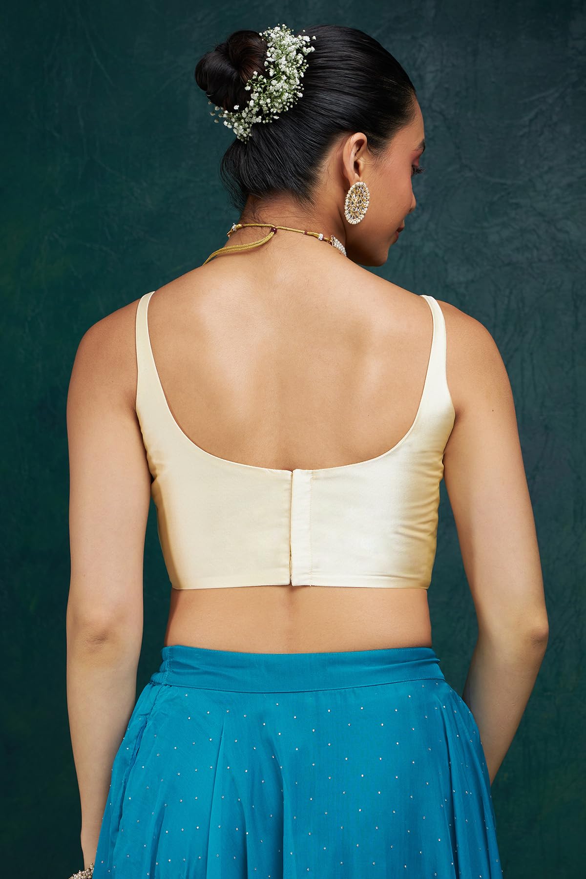 Soch Womens Cream Taffeta Solid Sleeveless Padded Blouse - Image 4 thumbnail