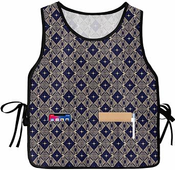 Blue Gold Cobbler Aprons with 2 Pockets,Luxurious Royal Geometric Starry Art