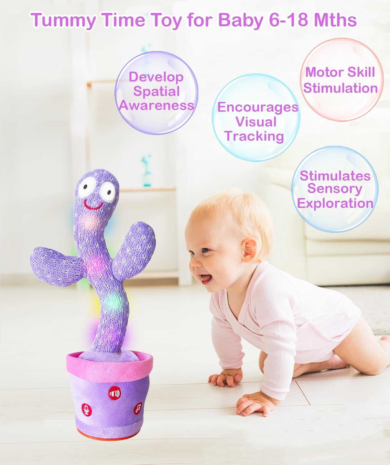 Dancing Talking Cactus Toy Mimics Back, Interactive Singing Mimicking Cactus Baby Toy That Talks Back, Upgraded Safe Plush Eyes Baby Toys 6-12 Months, 1 Year Old Girl Gifts, Baby Girl gifts