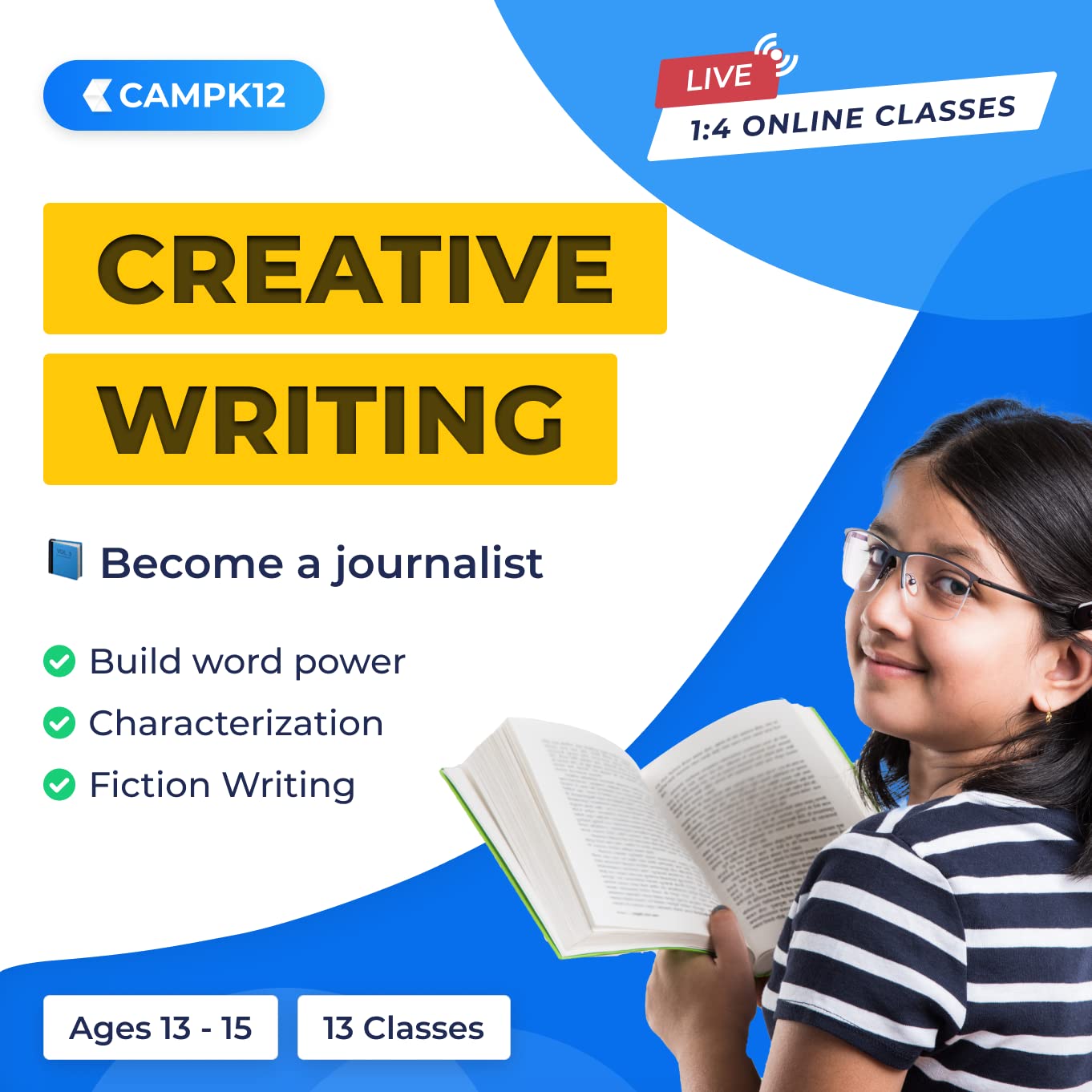 Camp K12 - Creative writing & Journalism - 13-15 yrs - LIVE - 13 classes - 1:4 online group class [Email delivery in 2 Hours- no CD]-image-23