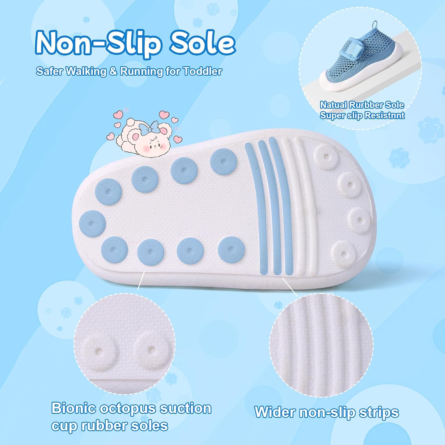 Toddler Shoes Baby Girl Boy Soft Breathable Mesh Wide Toe Box Lightweight Non-Slip Slip On First Walking Shoes