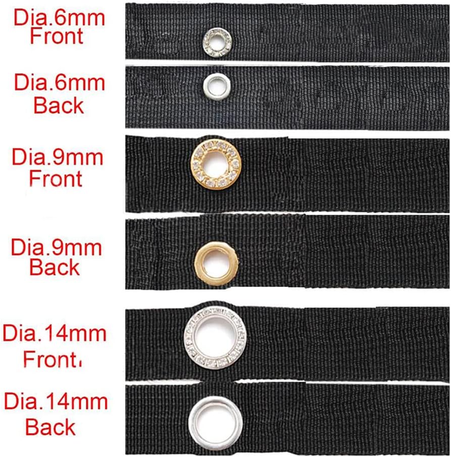 50set with Grommets Metal Eyelets for Leathercraft Clothes Shoes Cap Tag Belt Bag DIY Accessories Dia.6~14mm-9mm GunBlack