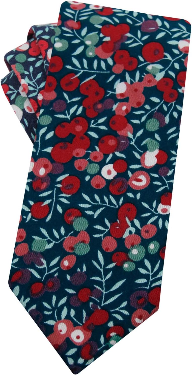 Mantieqingway Men's Cotton Floral Neck Tie 2.56'' Printed Skinny Tie