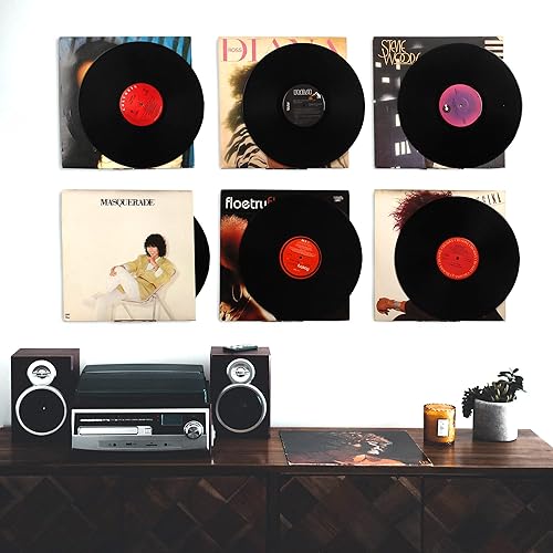 Miniatura 7 de WANLIAN Estante de vinilo transparente para discos de pared, paquete de 6 unidades, soporte de vinilo para pared, soporte de discos de acrílico para