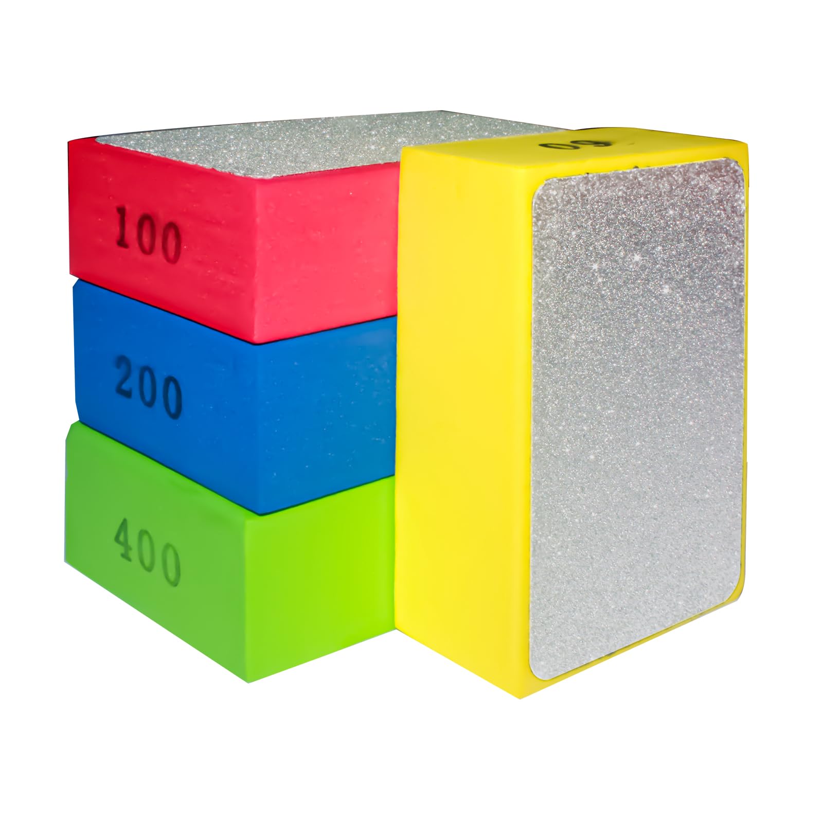 4Pcs Tile Polishing 60# 100# 200# 400# Pad Diamond Hand Polishing Pad Porcelain Sanding Blocks Glass Polishing Kit for Concrete Stone Granite Marble Ceramic