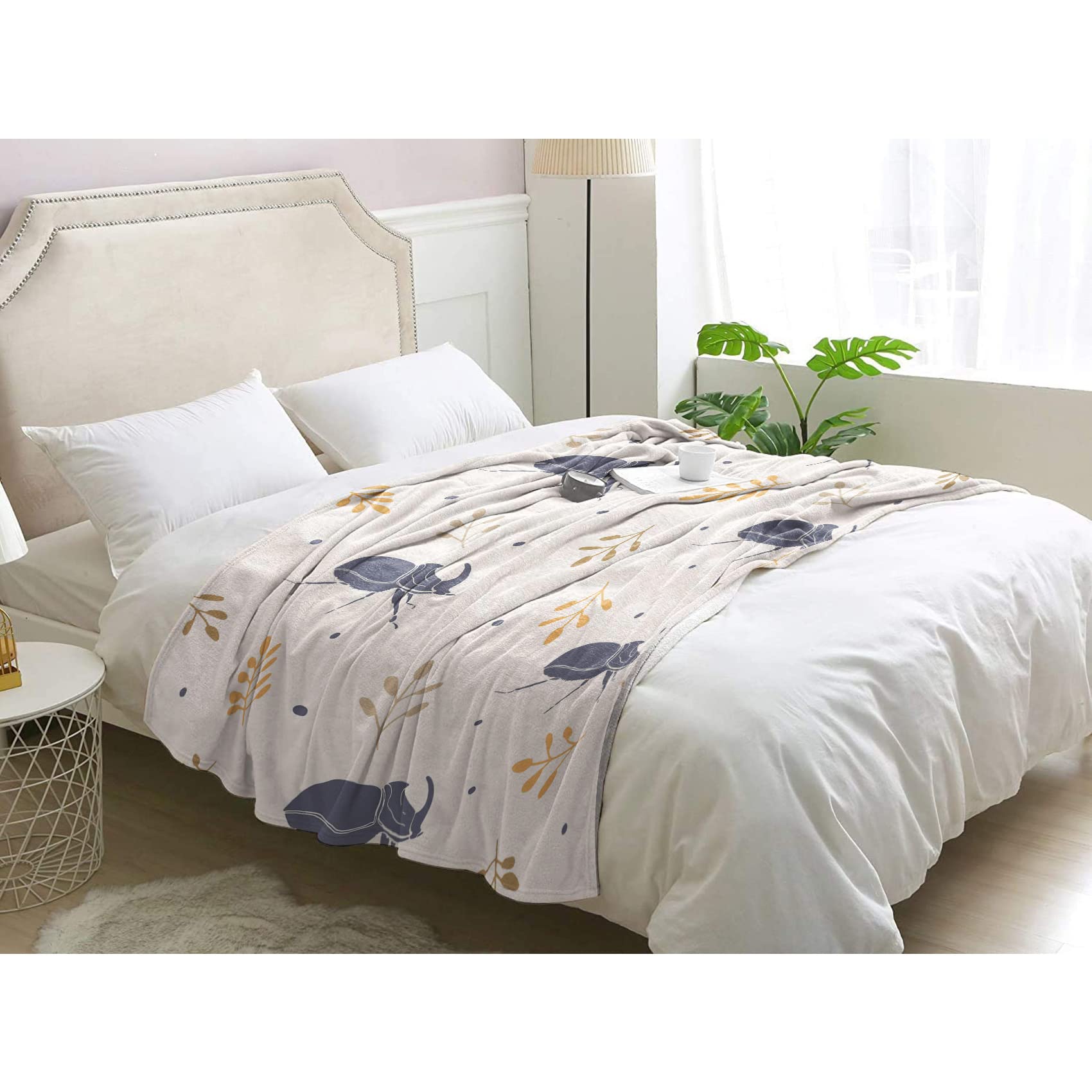 Jeté de canapé blanc 200x200 et couverture flanelle peluche pour lit double