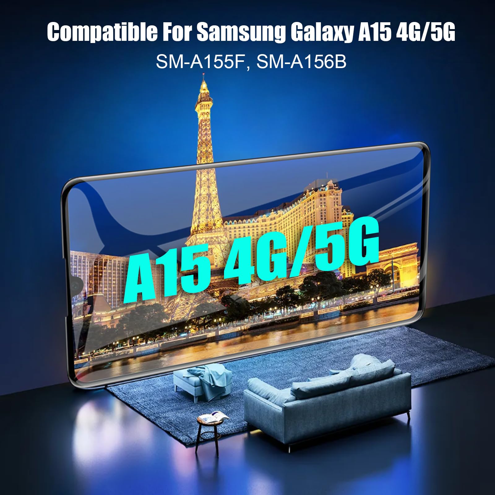 DTD Schermo per Samsung Galaxy A15 4G/A15 5G di Ricambio Display Touch Screen Digitizer Parti di Riparazione LCD Display con Strumenti(Nero con Cornice, 6.5")