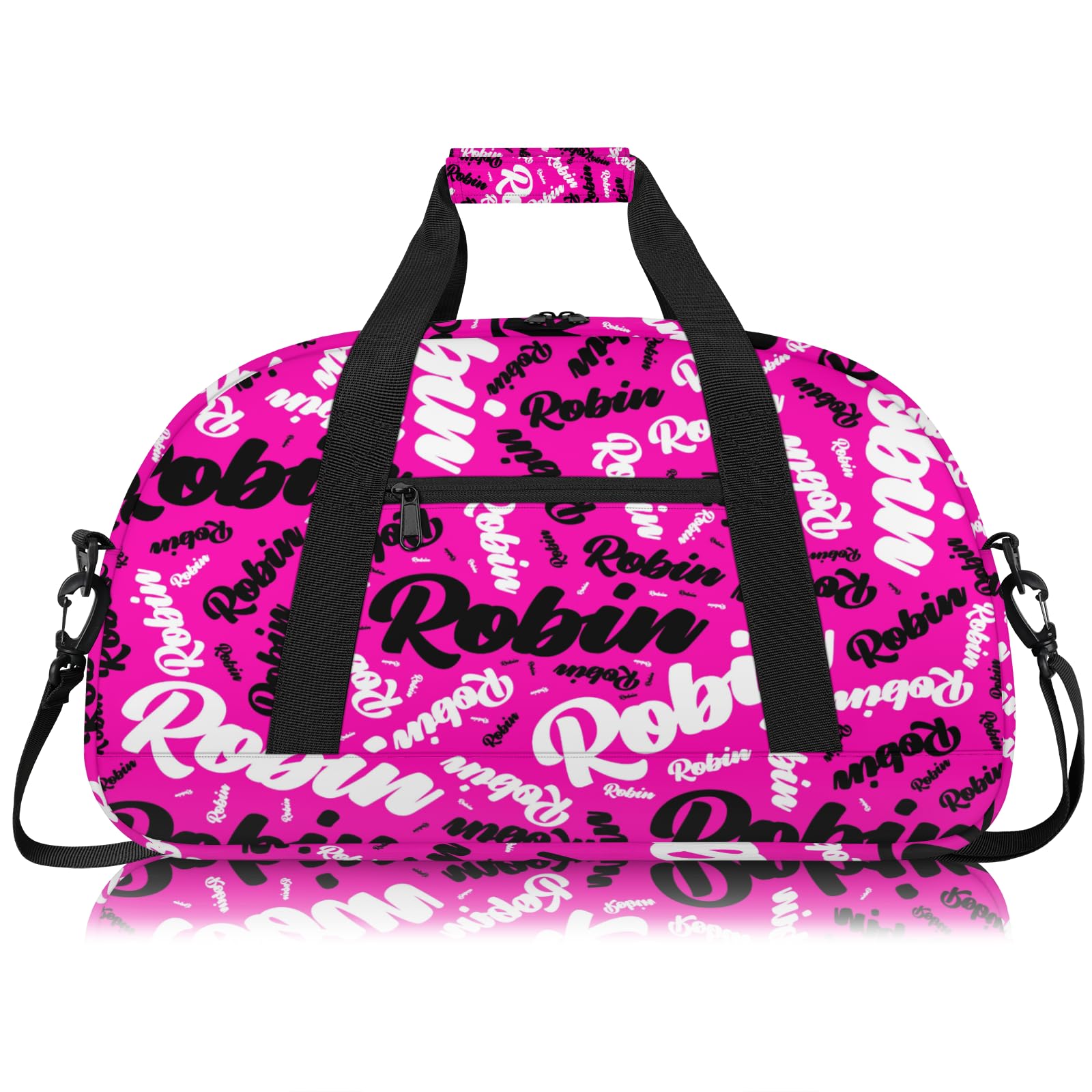 Personalized Sport-Gym-Swimming-Bag for Kids Custom Duffel Travel Bag for Boy Girl Dance Gymnastics Bag Overnight Weekend Bag Hot Pink Background
