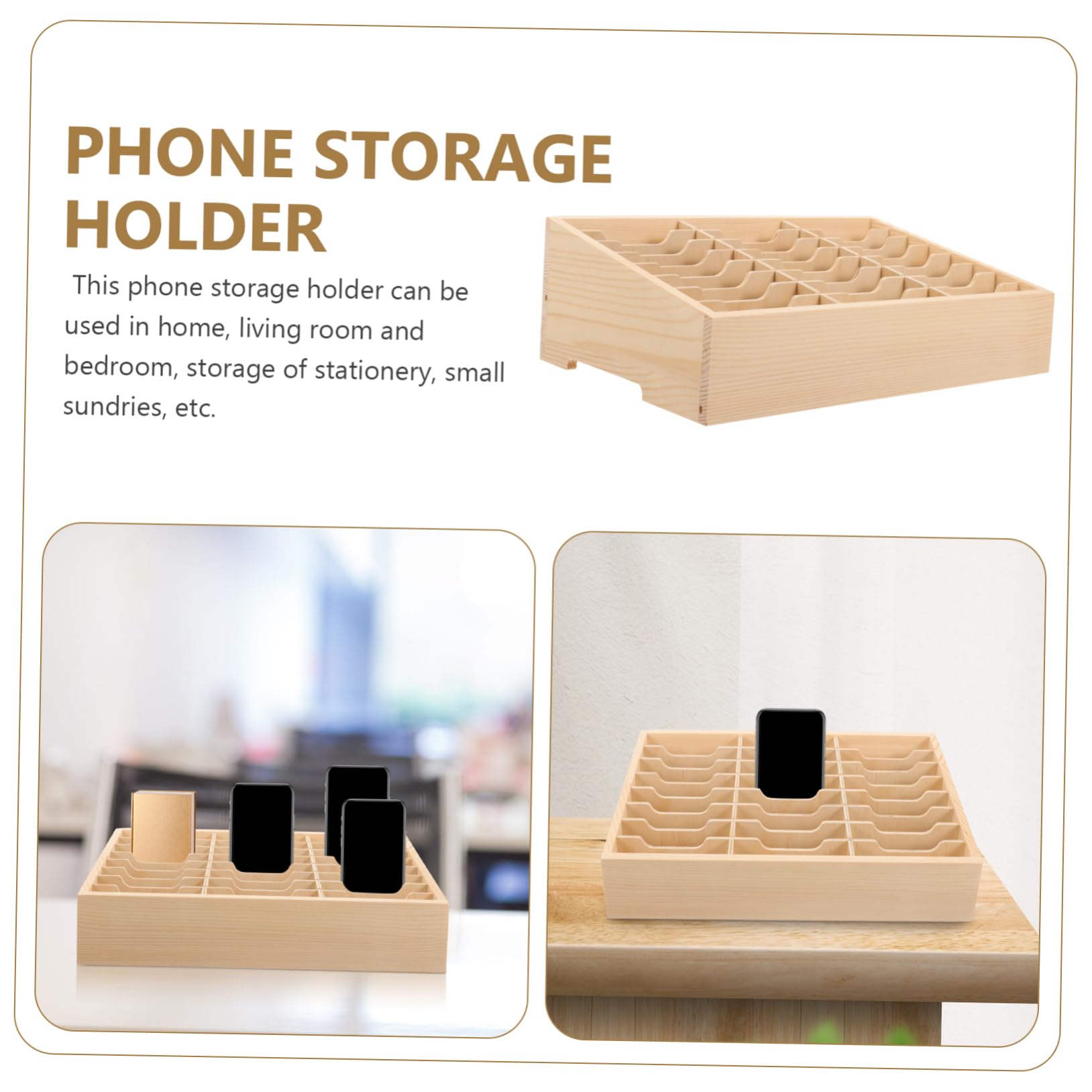 Soporte Para Teléfono Móvil De Madera Múltiples Compartimentos 24 Celdas Caja De Almacenamiento Funcional Organizador De Escritorio Para Aulas y Salas De Reunión