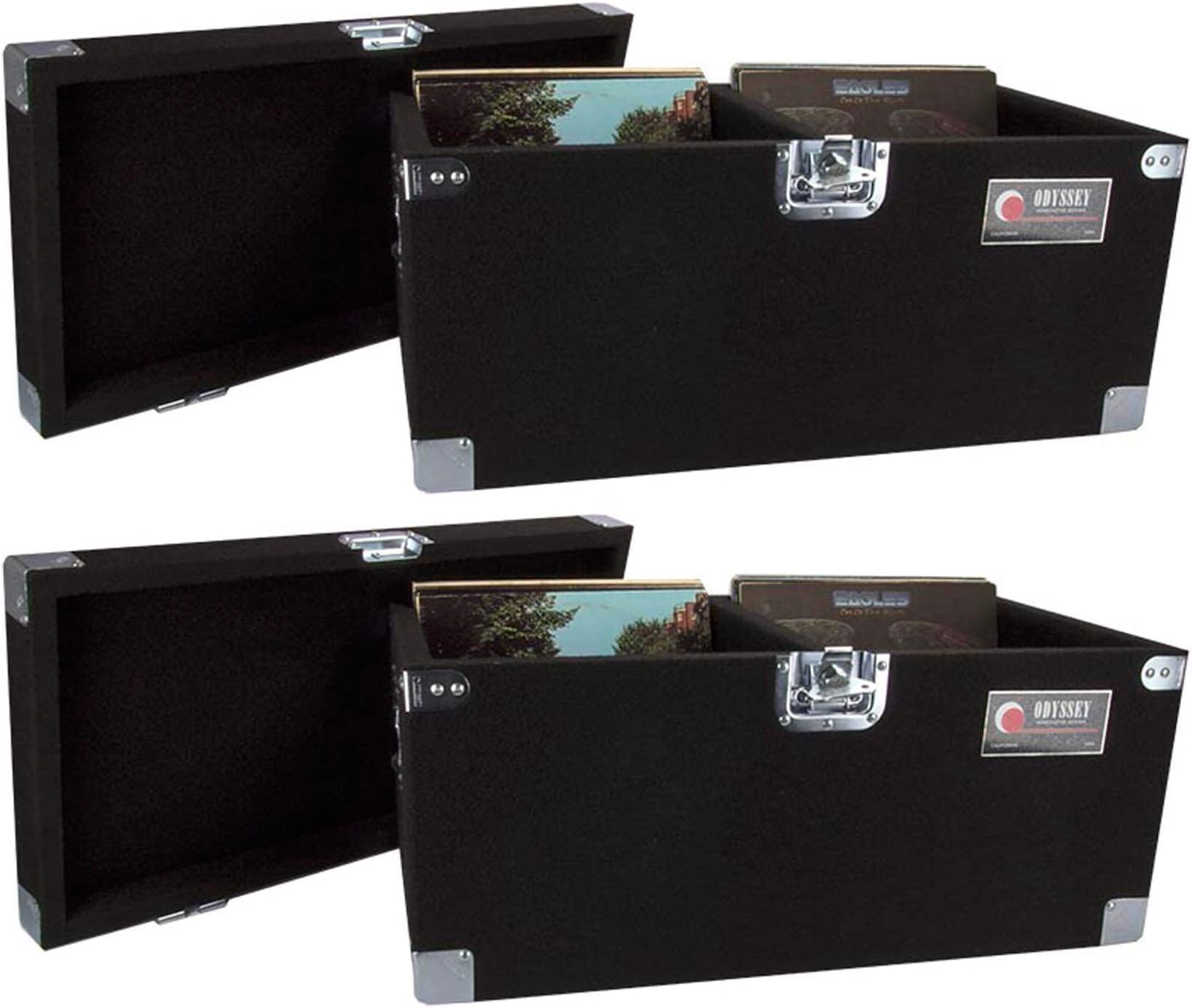 2 Odyssey CLP200P Carpeted Pro DJ Cases w/Detachable Lid - 400 LP Vinyl Records