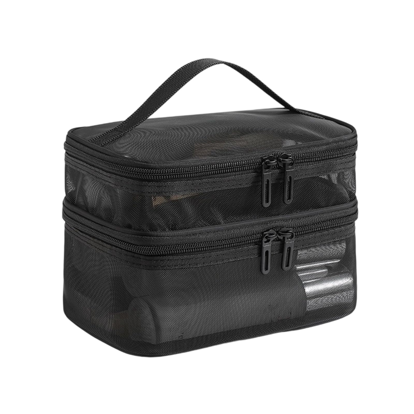 Xjdzineq Nylon Meshes Travel Cosmetic Organizers Double Compartment Waterproof Makeup Bag Women Men Toiletries Storage Nylon Toiletry