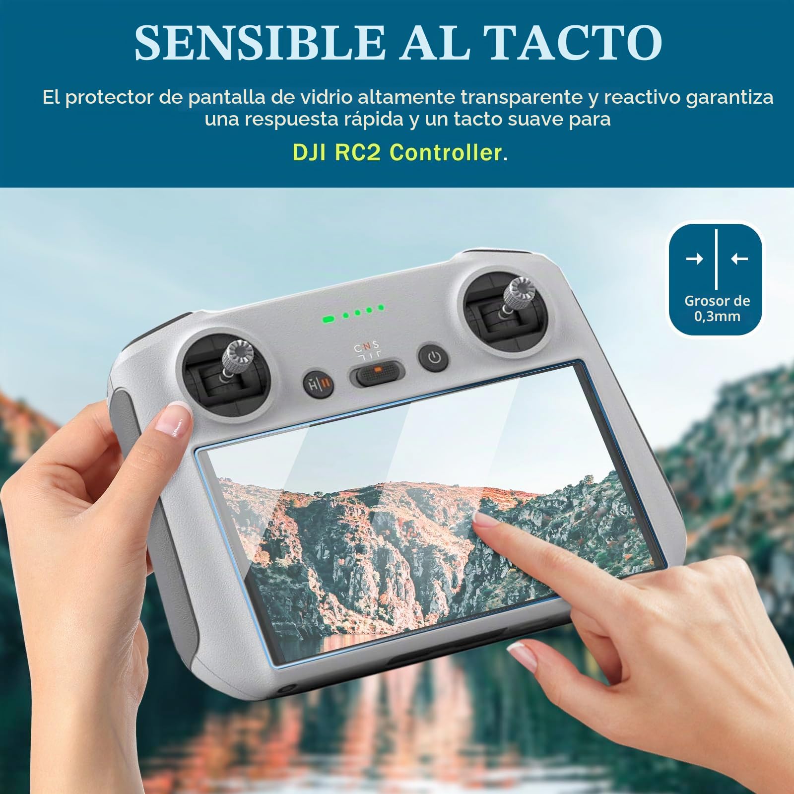Protector Pantalla DJI RC 2 | LUSEE 3 Unidades | Vidrio Templado 9H | Compatible Air 3 Y Mini 4 Pro | Antiarañazos