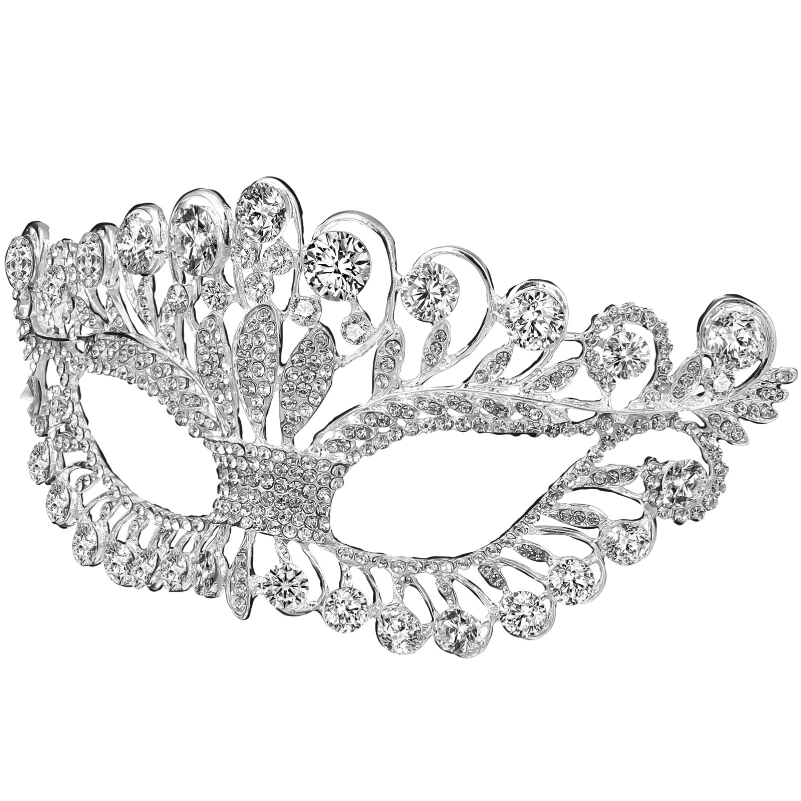 Toyvian Costume Mask Shiny Rhinestones Masquerade Mask Evening Prom Venetian Mardi Gras Party Mask for Women Girls White Decor