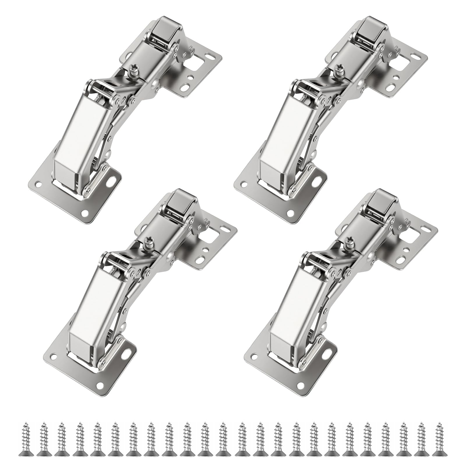 NUTKIT 4 Pack 170 Degree Soft Close Cabinet Door Hinges, Kitchen Cupboard Hinges, Concealed Hinges with Srews Easy Installation Self Closing for Kitchen Cabinets, Cupboard, Replacement