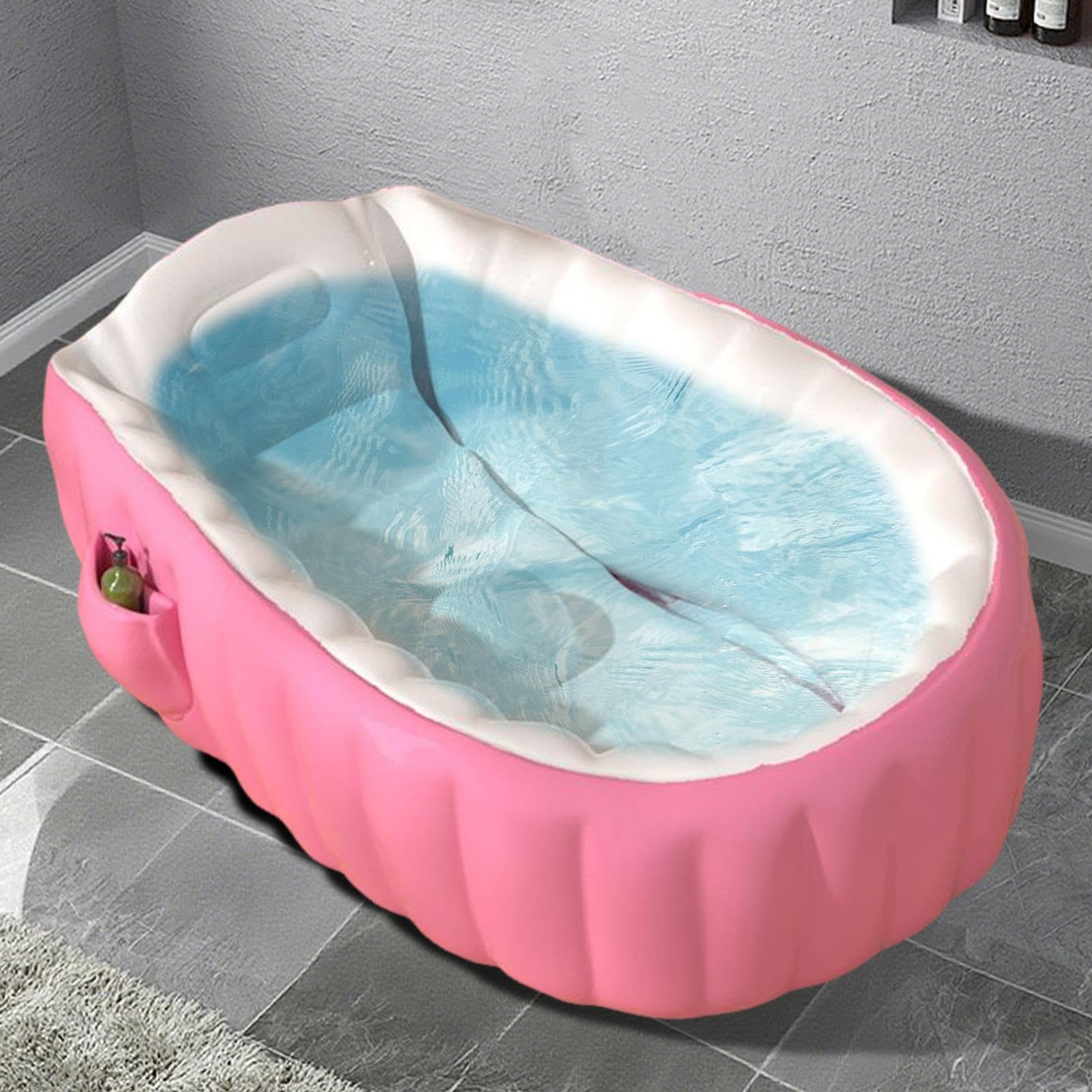 Vasca Gonfiabile Bambini Imprescindibile Vaschetta Antiscivolo Portatile 2+ | Tub Gonfiabile Per Bebè Con Pompa A Pedale Essenziale Per Esterno, Viaggio, Vacanza, Bagno, Doccia, Casa, Hotel,