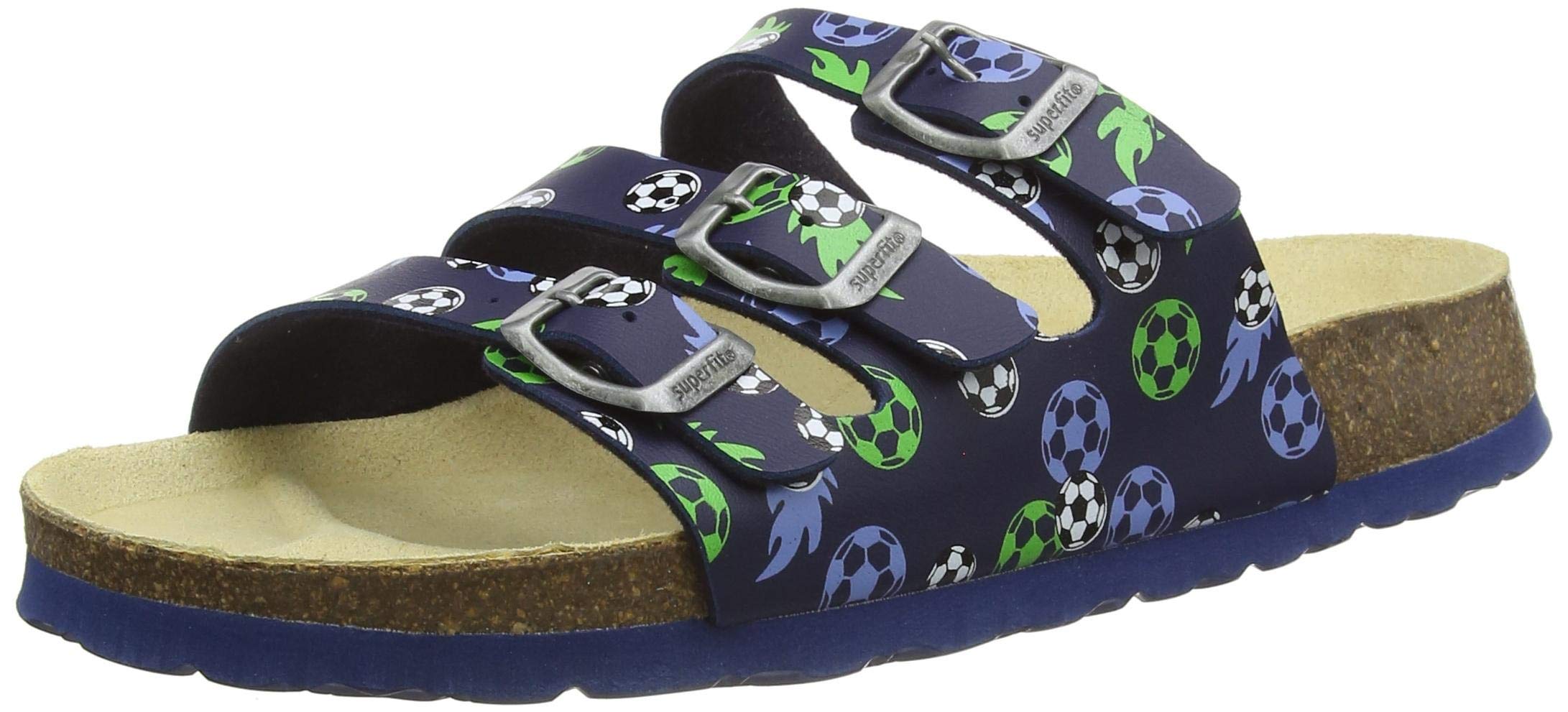 Superfit Boy's Fussbettpantoffel Slipper, Blue/Green 8020, 9.5 UK Child