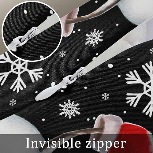 Miniatura 7 de Fundas de almohada de muñeco de nieve de Navidad, funda de almohada larga de lino, diseño de copos de nieve de invierno clásico, negro, protector de