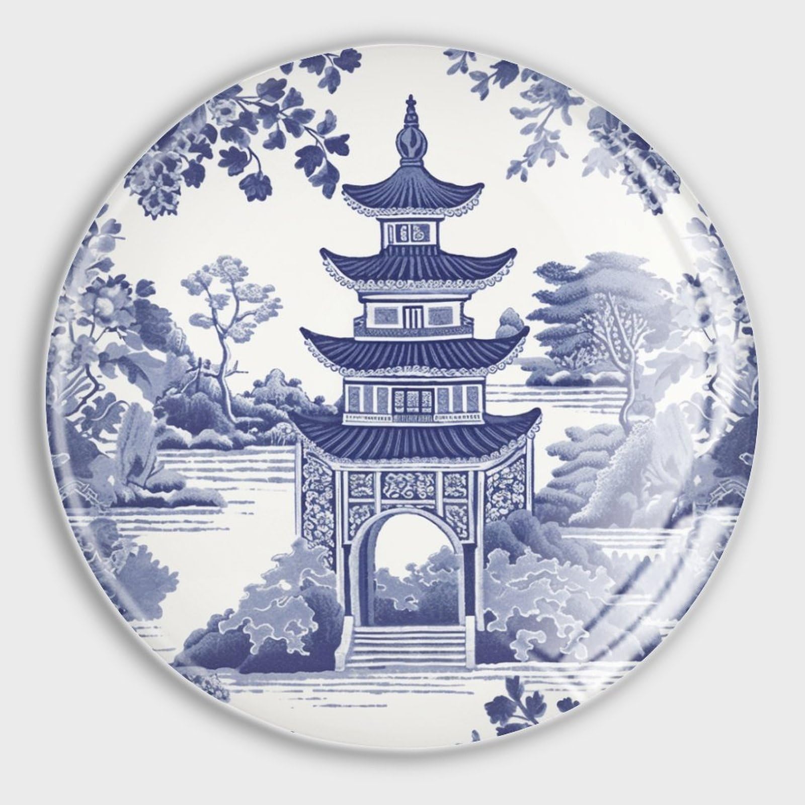 Chinoiserie blaue asiatische Glas-Kühlschrankmagnete, ethnischer Stil, kleine Whiteboard-Magnete, traditionell, niedlich, klein, klein, für Küche, Whiteboard, dekorativ, 4 Stück