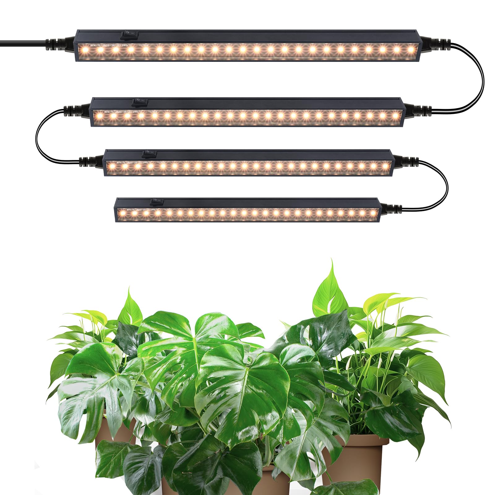 Barrina T5 1FT Grow Lights for Indoor Plants, Yellow, Magnetic 4 Packs | Full Spectrum Grow Lights for Indoor Plants, Black Cover LED Grow Light Strip with Switch, Linkable, Plug and Play-picture-20