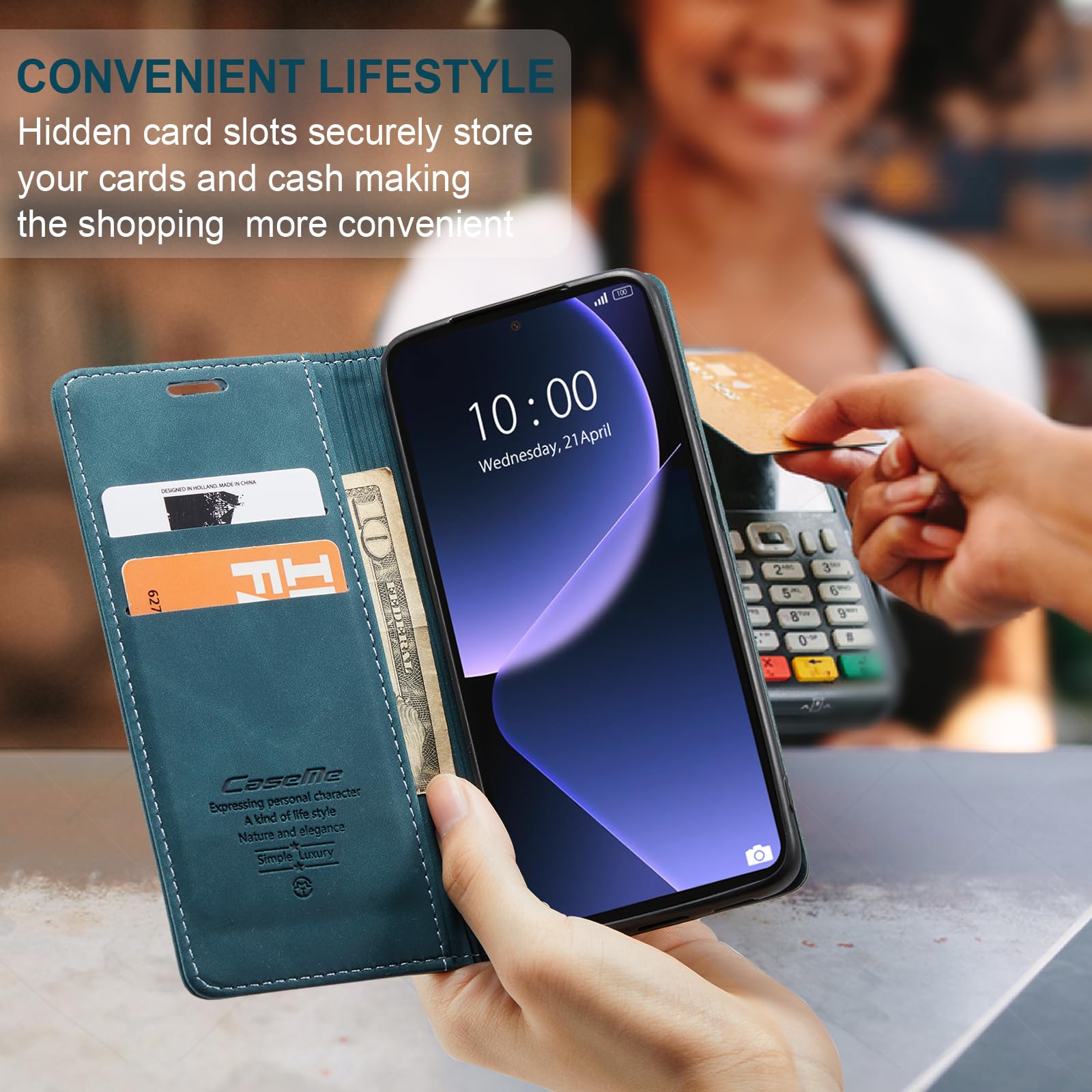 Xiaomi 13T Pro Custodia in pelle, Xiaomi 13T Pro Custodia per telefono in pelle verniciata antiurto protezione completa libro portafoglio flip cover con cavalletto magnetico interno per Xiaomi 13T Pro