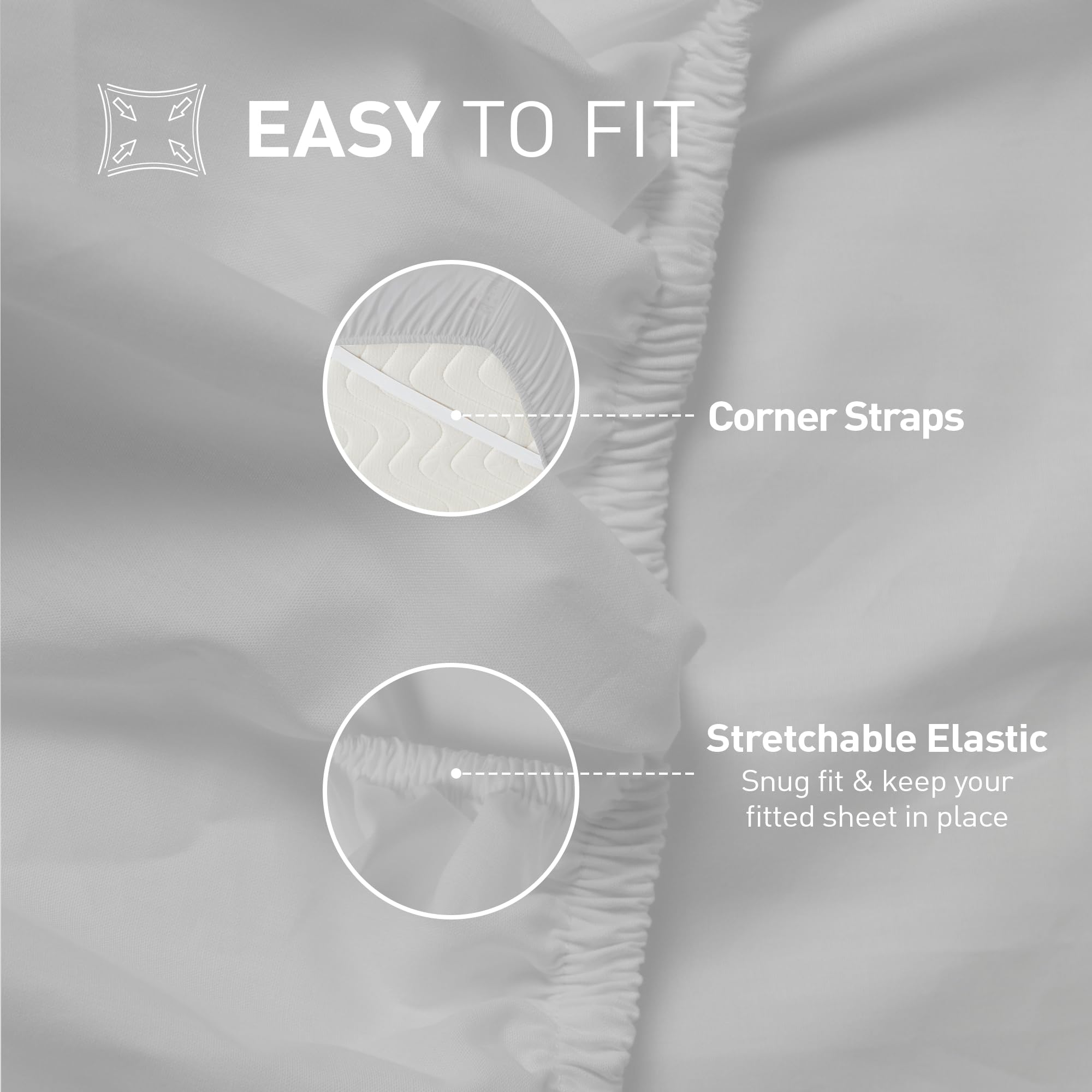Sylvanora 100% Egyptian Cotton Fitted Sheet, 25cm Extra Deep Pocket with 4 Elastic Corner Straps - Image 3