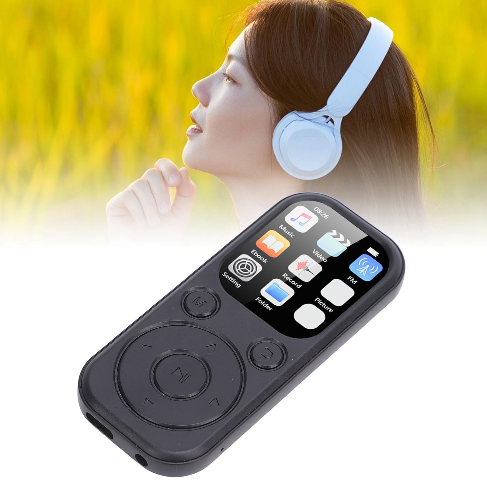LICAEVEY Reproductor MP3 Bluetooth 5,4 con Almacenamiento Ampliable de 128 GB, Sonido HiFi, Pantalla IPS de 2,01 Pulgadas, Reproductor de Música Portátil con Altavoz Premium y (con Tarjeta de