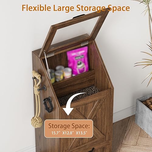 Miniatura 7 de Estación de alimentación para perros, gabinete de almacenamiento de alimentos para perros, estación de alimentación para mascotas con 2 cuencos