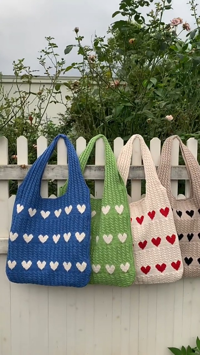 Bolso Tote Crochet Corazón para Mujer miniatura 6