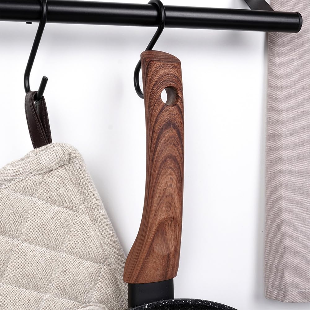 Vilde Zestaw patelni z powłoką granitową 20/24/28 cm + patelnia do naleśników 24 cm BLACK&WOOD 4 szt.
