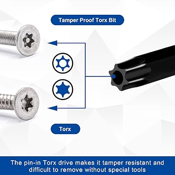 DAKCOS 150mm T7 - T40 Long Torx Bit Set, 10-Piece Tamper Proof Security Star Bits, Premium S2 Alloy Steel