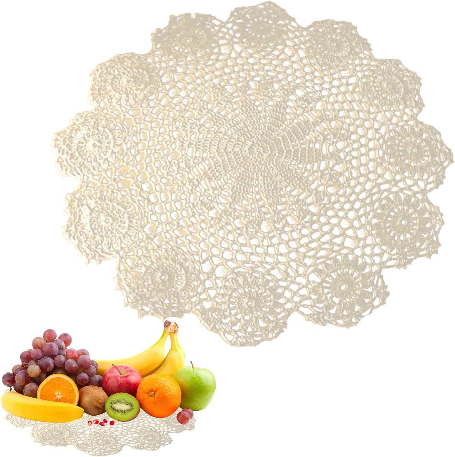 Phantomon Kant ronde gehaakte doilies handgemaakte onderzetters, 4 inch, pak van 4 (wit
