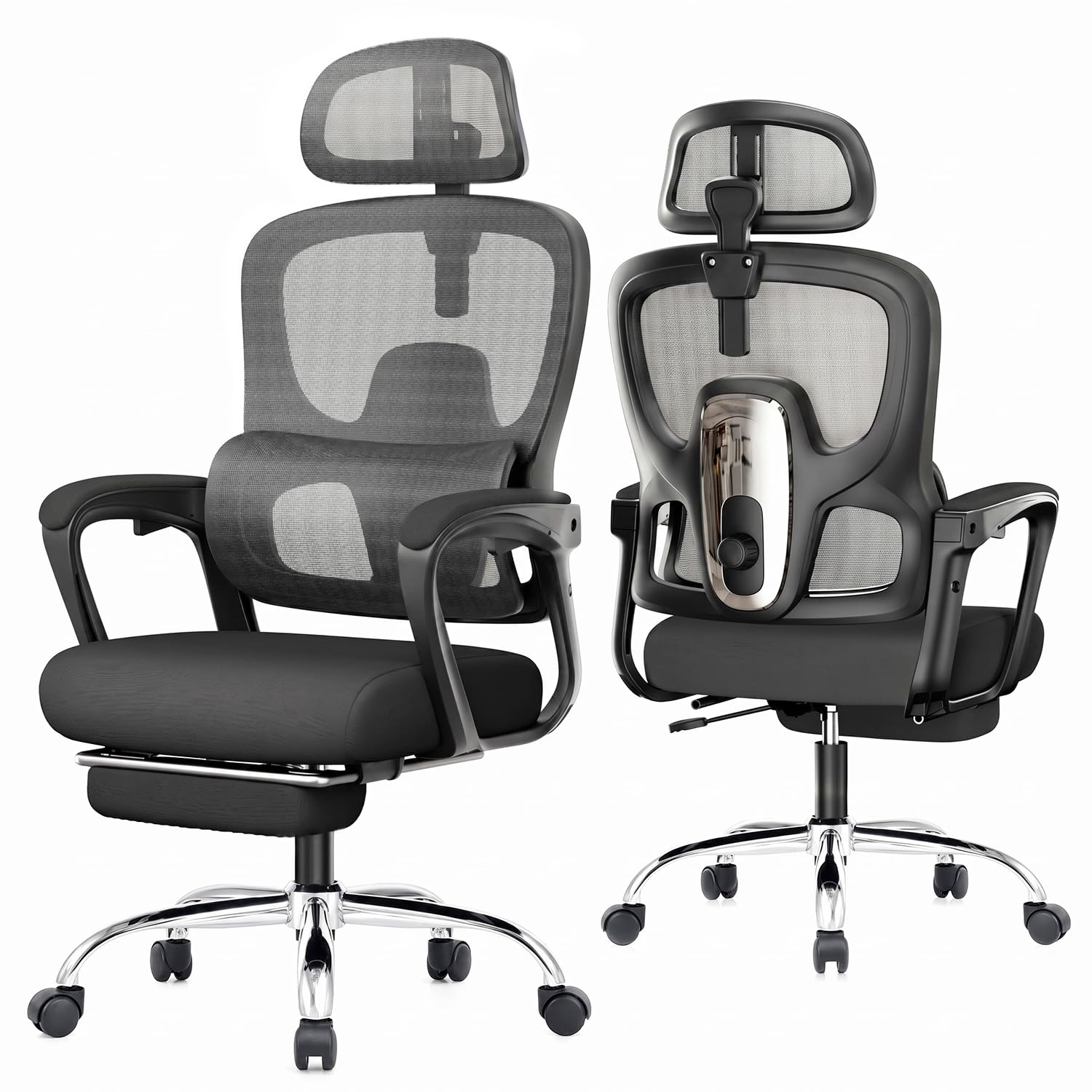 Humergo Ergonomic Office Chair with Footrest, 90-145° Reclining Mesh Desk Chair