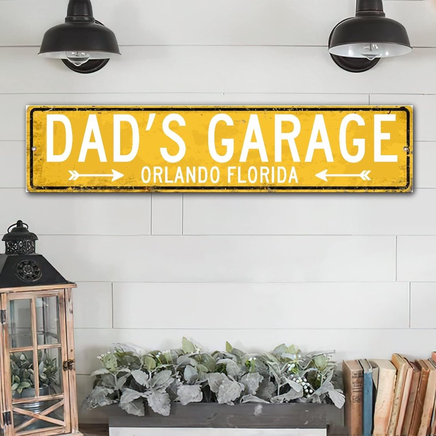 Dad's Garage Custom Address Wood Plaque, Vintage Retro Rustic Rustic Wood Sign Plaque Wooden Wall Table Sign for Living Room and Kitchen 6x24in Personalized Door Sign