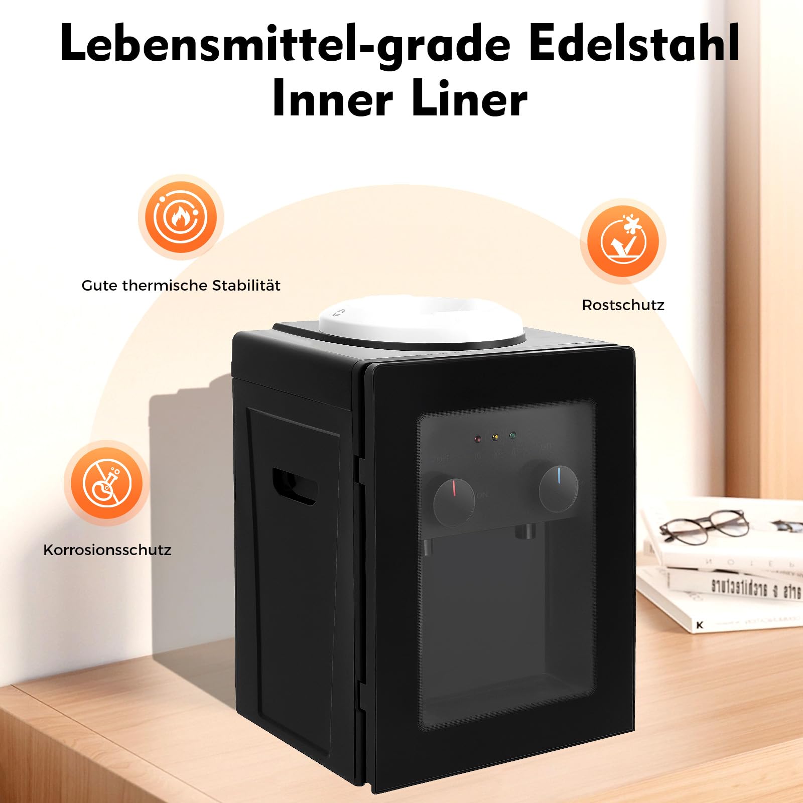 Distributeur d'eau chaude électrique 550 W | Distributeur d'eau chaude et froide vertical pour bureau et maison | Fontaine à boire avec contrôle thermostatique