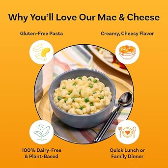 Daiya Dairy Free Gluten Free White Cheddar Mac & Cheese, Vegan Plant Based Rice Pasta, 5.5 oz (Pack of 12)
