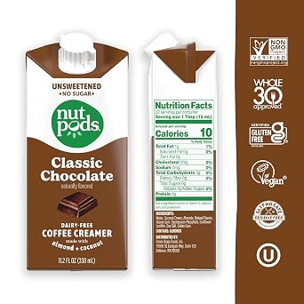nutpods Classic Chocolate Unsweetened Dairy-Free Coffee Creamer, 3-Pack | Made from almonds and coconuts. Whole30, keto, gluten free, non-GMO, vegan, kosher.