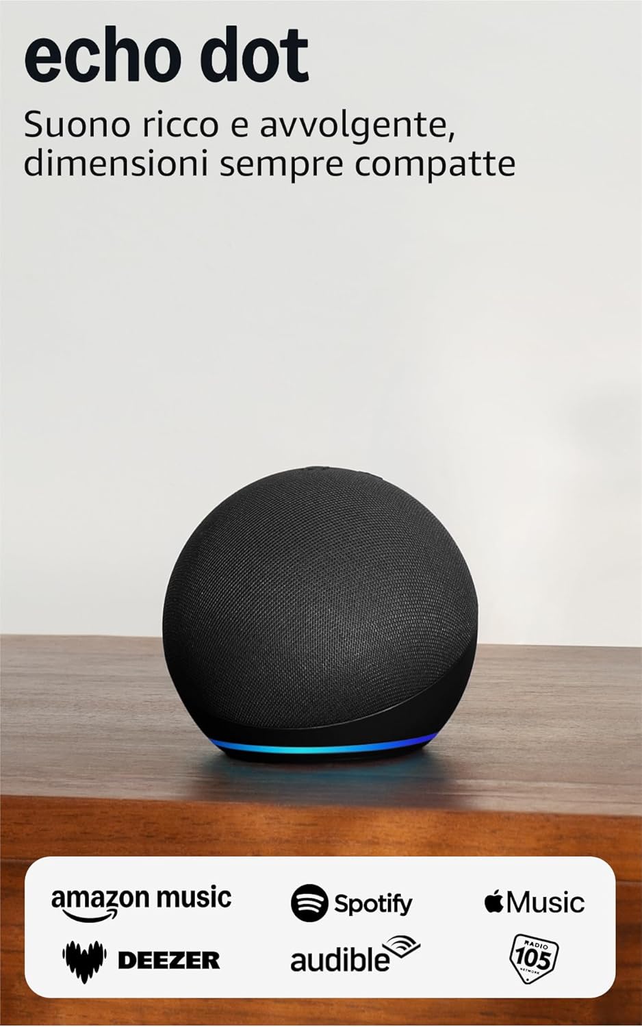Echo Dot (Ultimo modello) | Altoparlante intelligente Wi-Fi e Bluetooth, suono più potente e dinamico, con Alexa | Antracite