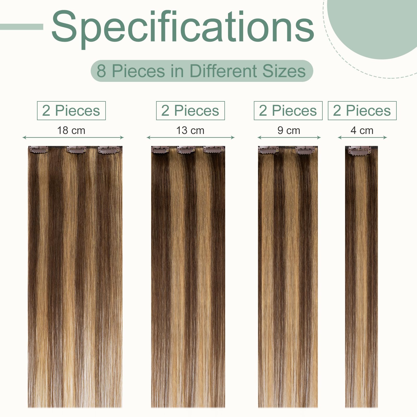 Rich Choices Hair Extensions Clip in Human Hair Brown mix Blonde 10 Inch Remy Hair Extensions, 8PCS 50g Thin Weft - Image 4