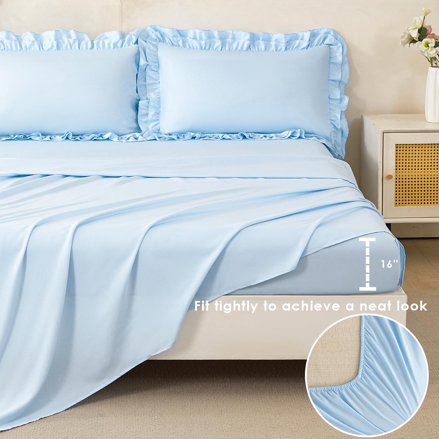 Light Blue Ruffle Comforter Set - Full Size -5 Light Blue Ruffle Comforter Set - Full Size -5