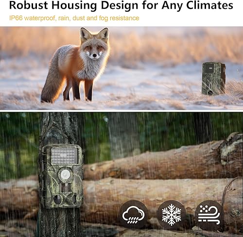Miniatura 7 de Cámara de rastreo WiFi 4K 60MP, cámara Gamera con visión nocturna activada por movimiento de 120 gran angular, IP66 impermeable Trail Cam con