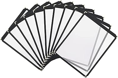 TrueCraftware â€“ Set of 10 â€“ 8-1/2â€ x 11â€ Single Restaurant Menu Covers 1 Page 2 View Crystal Clear Vinyl Menu Covers Fits A4 Size Paper for Bar Cafe Restaurant Book Black Color