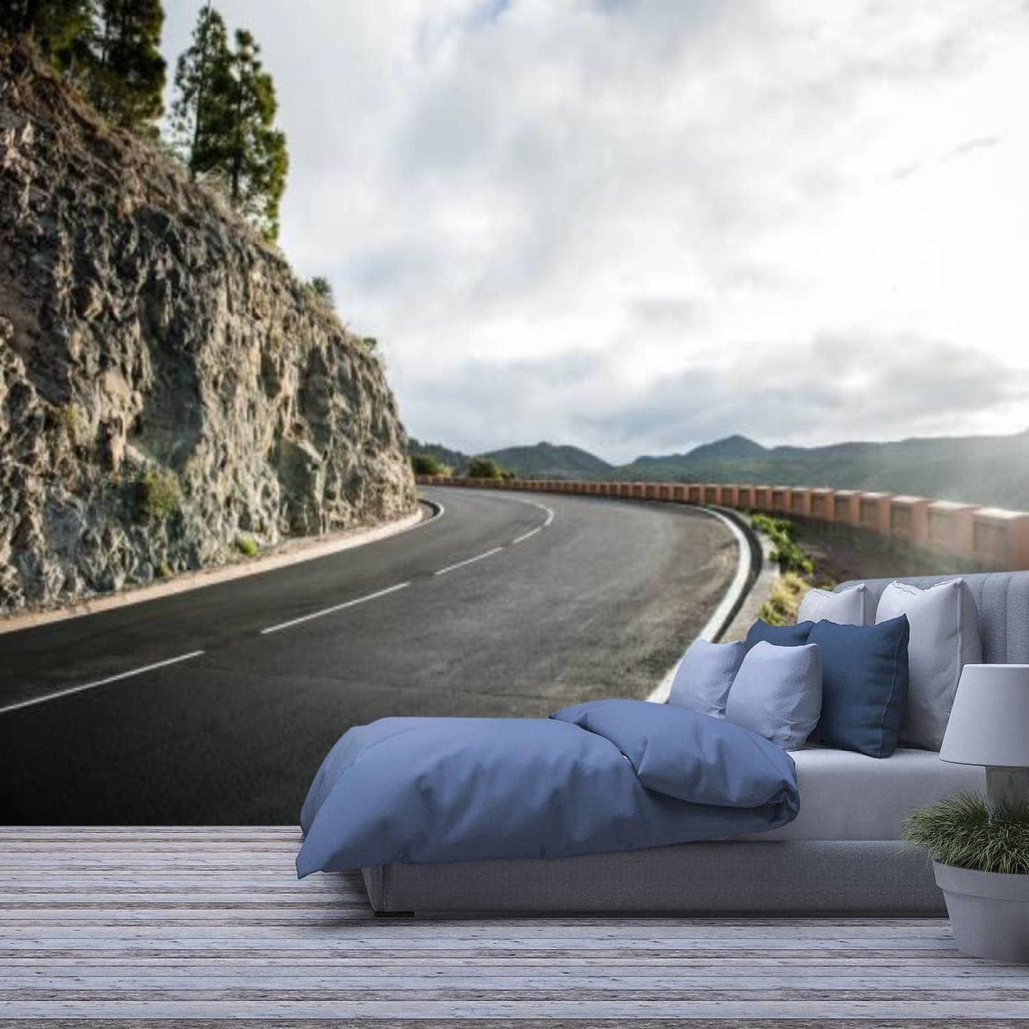 Papier peint 3D paysage routier sur mesure pour salon et bureau