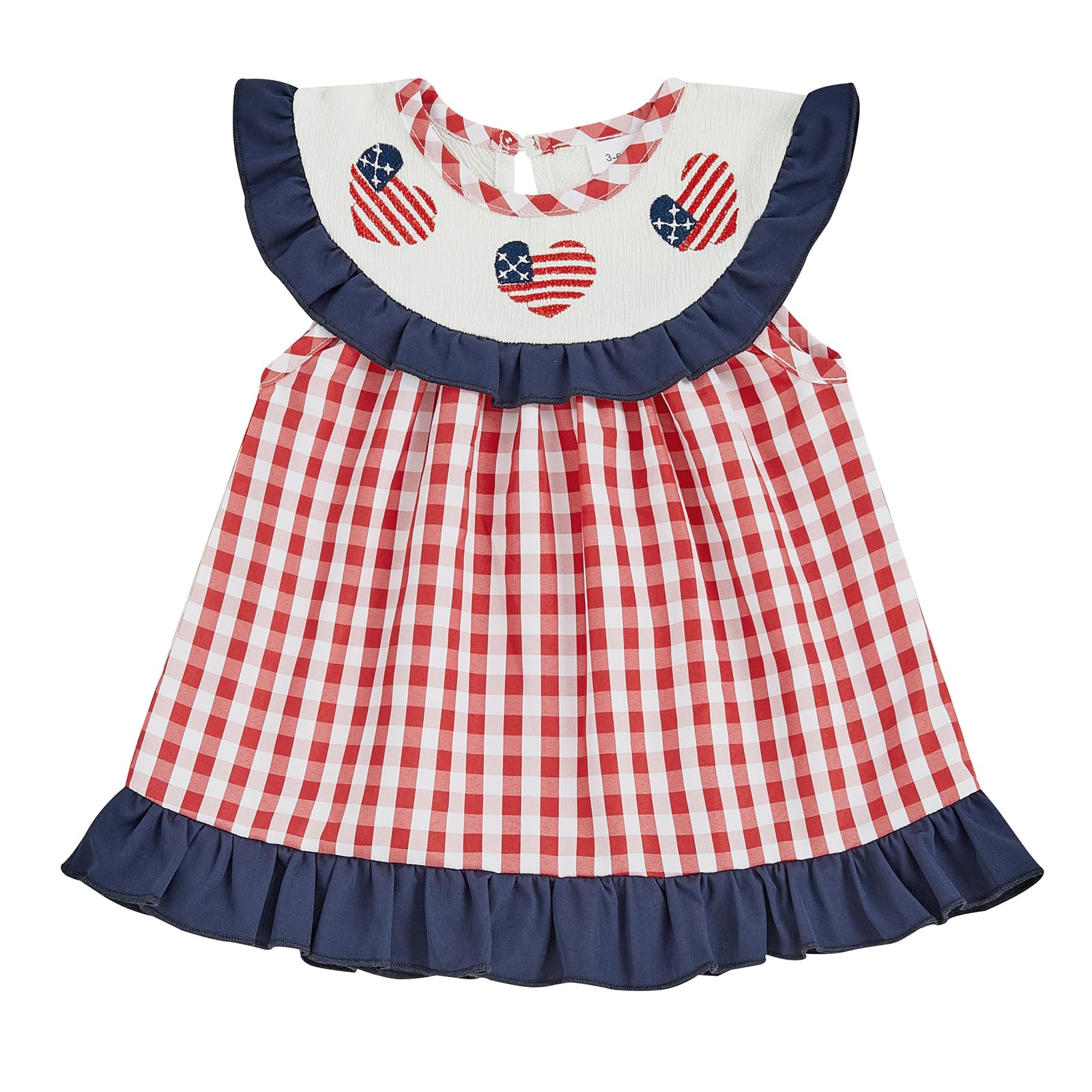 Baby Girl 4th of July Outfit Flag Smocked Dress Toddler Girl Fourth of July Dress Infant Memorial Day Clothes (Red, 2-3 Years)